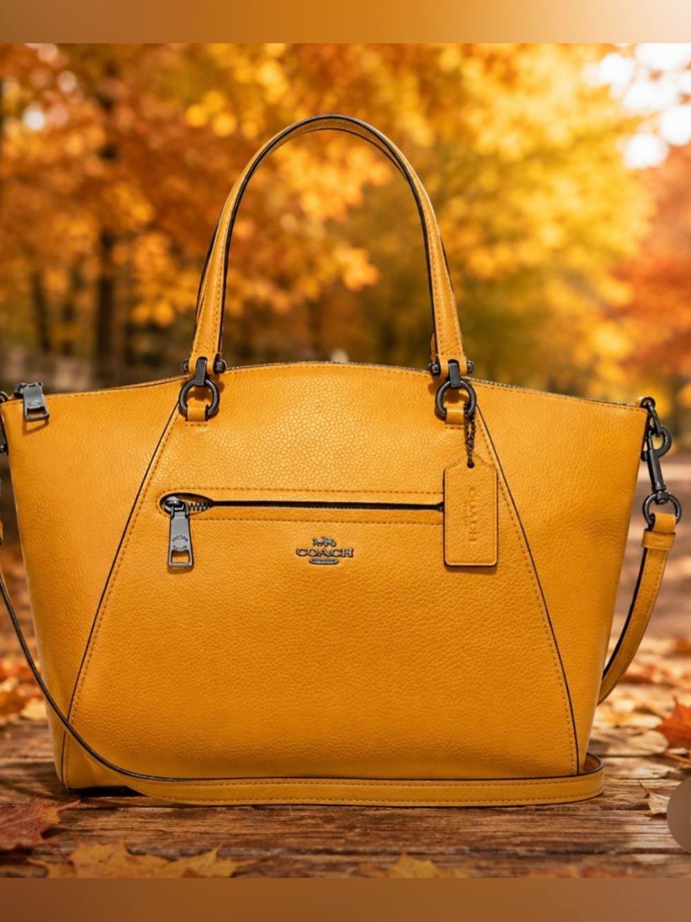 NWT Coach Mustard Yellow Leather Prairie Satchel